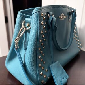 Coach Blue Margot Carryall Silver Studded Bag